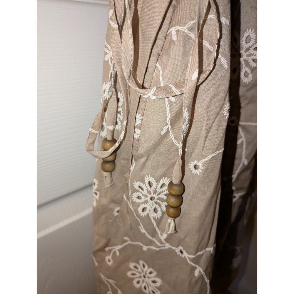 Joie Womens Tan Floral Embroidered Halter Wrap Dress Size 14 New With Tags - Picture 8 of 12